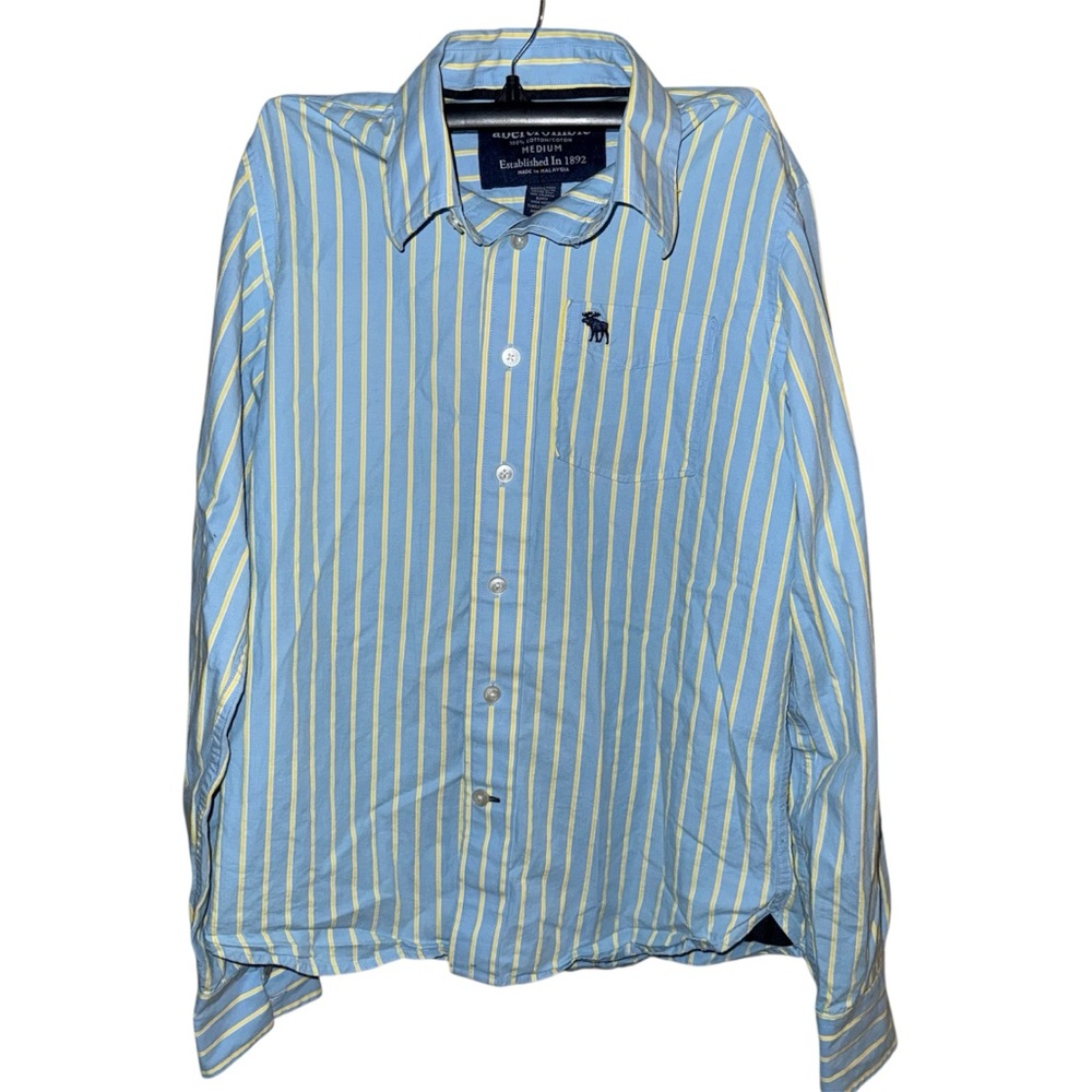 Abercrombie Blue and Yellow Striped Boys Button Up Shirt